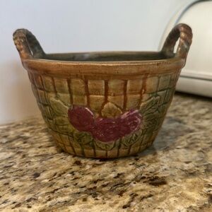 Vintage Weller Flemish Roses Basket Planter